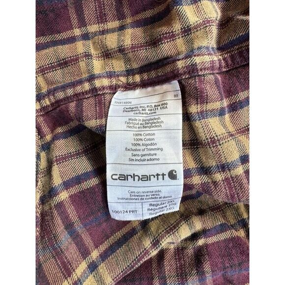Carhartt Plaid Mens Button Down Long Sleeve Shirt Size XXL 2XL 100124‎ PRT - Picture 3 of 9